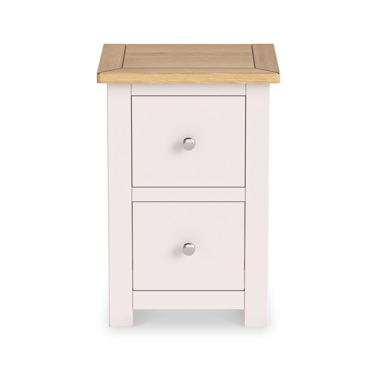 Duchy Dorchester Pink 2 Drawer Bedside Cabinet with Oak Top
