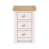 Duchy Dorchester Pink 3 Drawer Bedside Cabinet with Oak Top