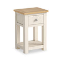 Duchy Linen Cream 1 Drawer Bedside Table with Oak Top from Roseland furniture