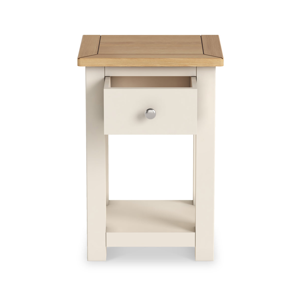 Duchy Linen Cream 1 Drawer Bedside Table with Oak Top