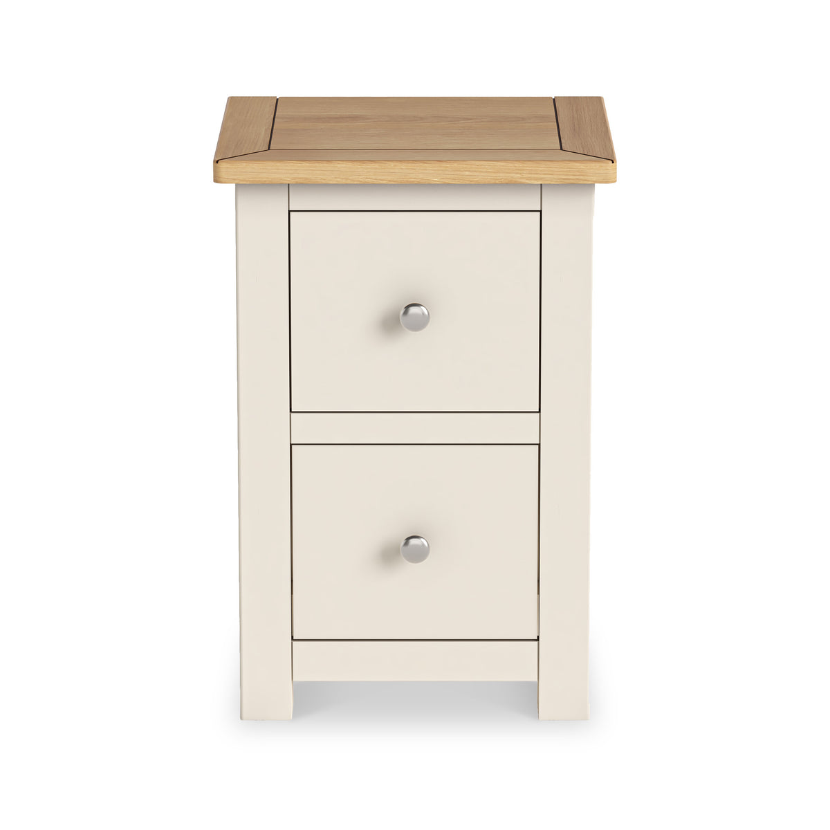 Duchy Linen Cream 2 Drawer Bedside Cabinet with Oak Top