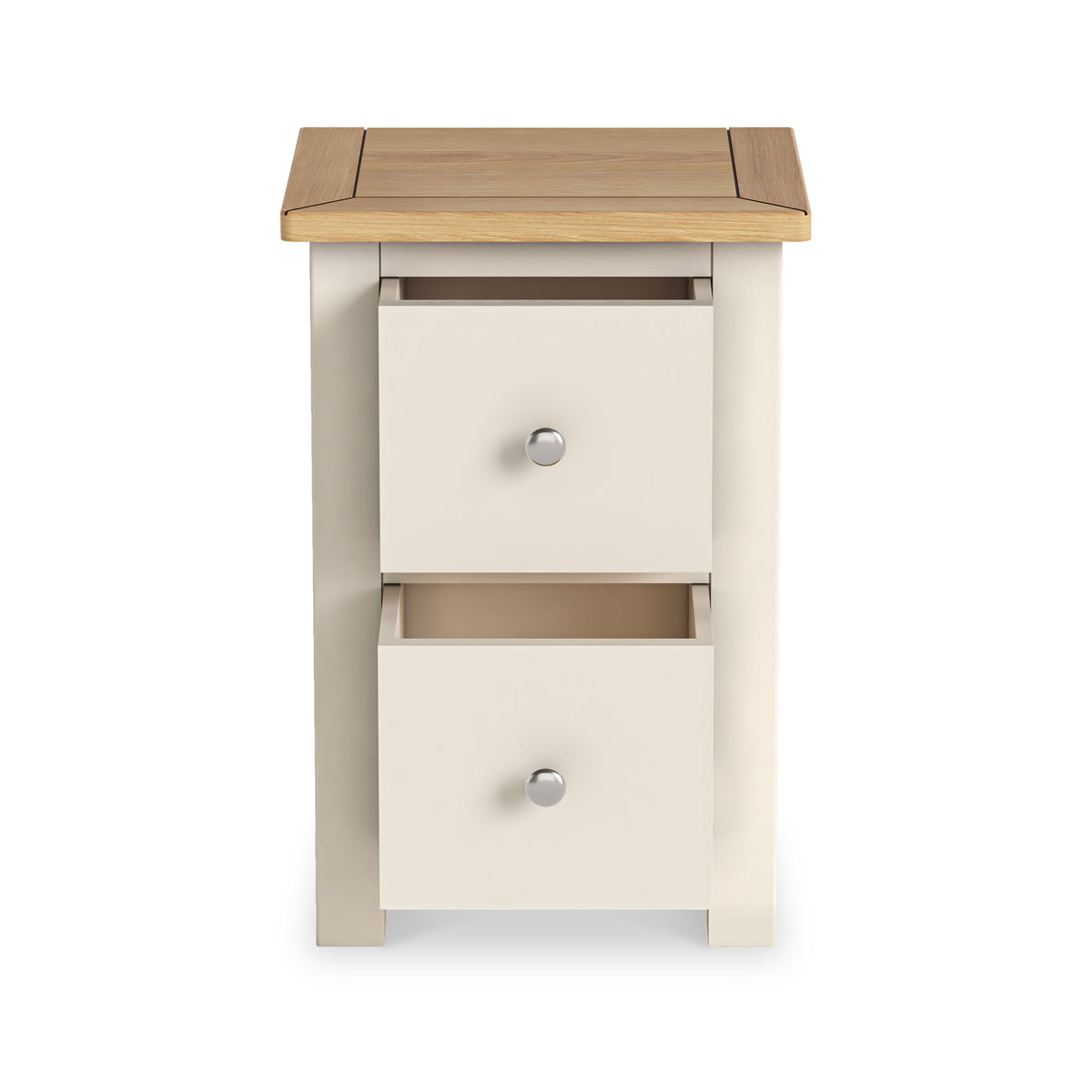 Duchy Linen Cream 2 Drawer Bedside Table with Oak Top