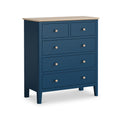 Penrose Navy Blue 2 Over 3 Chest with wooden handles from Roseland Furniture