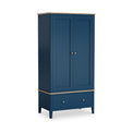 Penrose Navy Blue Gents Wardrobe with wooden handles from Roseland Furniture