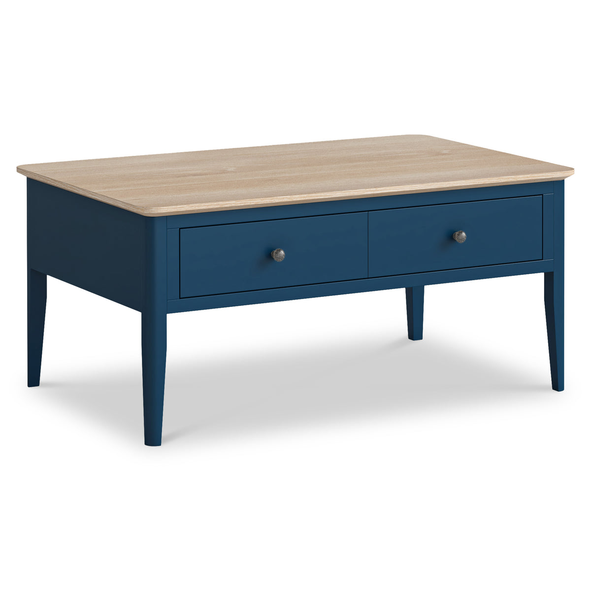 Penrose Navy Blue Coffee Table with metal handles from Roseland Furniture