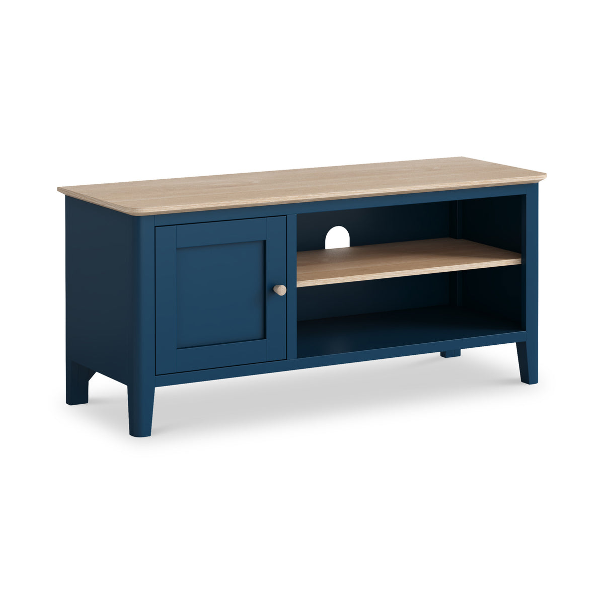 Penrose Navy 110cm TV Unit with wooden handles from Roseland Furniture