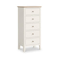 Penrose Coconut White Tallboy Chest of Drawer with wooden handles from Roseland Furniture