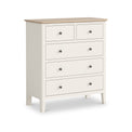 Penrose Coconut White 2 Over 3 Chest with metal handles from Roseland Furniture