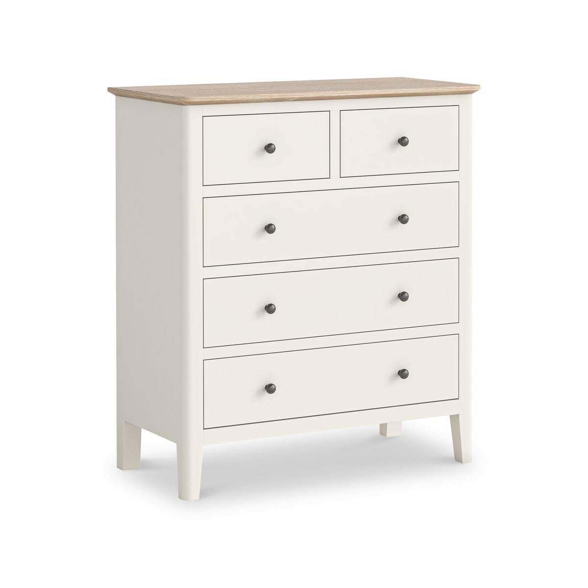 Penrose Coconut White 2 Over 3 Chest with metal handles from Roseland Furniture