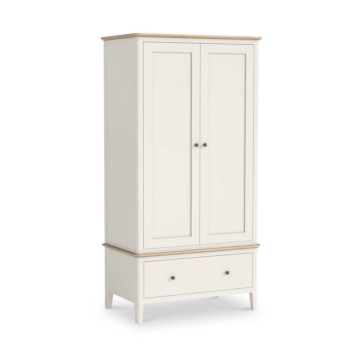Penrose Coconut White Gents Wardrobe with metal handles from Roseland Furniture
