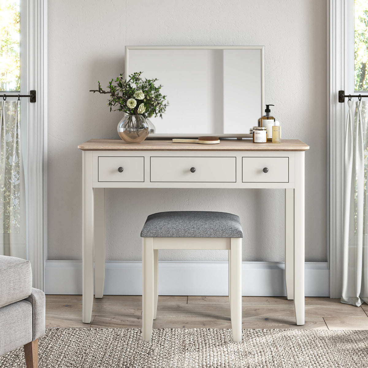 Penrose Dressing Table Set with Stool & Mirror | Navy / Coconut White Penrose Dressing Table Set with Stool & Mirror | Navy / Coconut White