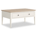 Penrose Coconut White Coffee Table with metal handles from Roseland Furniture