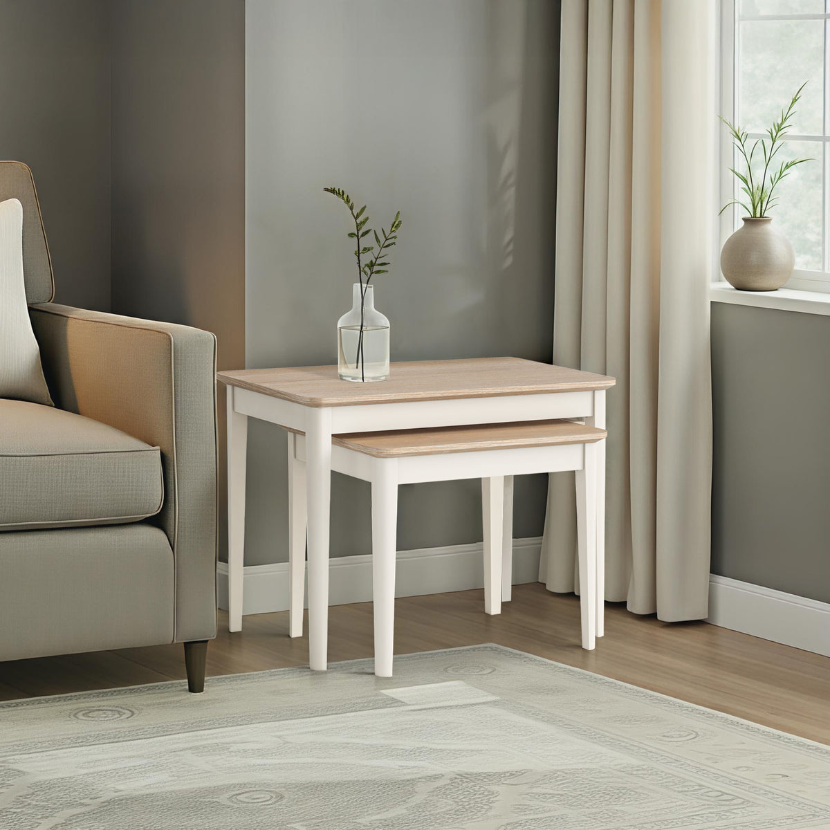 Penrose Coconut White Nest of 2 Tables from Roseland Furniture