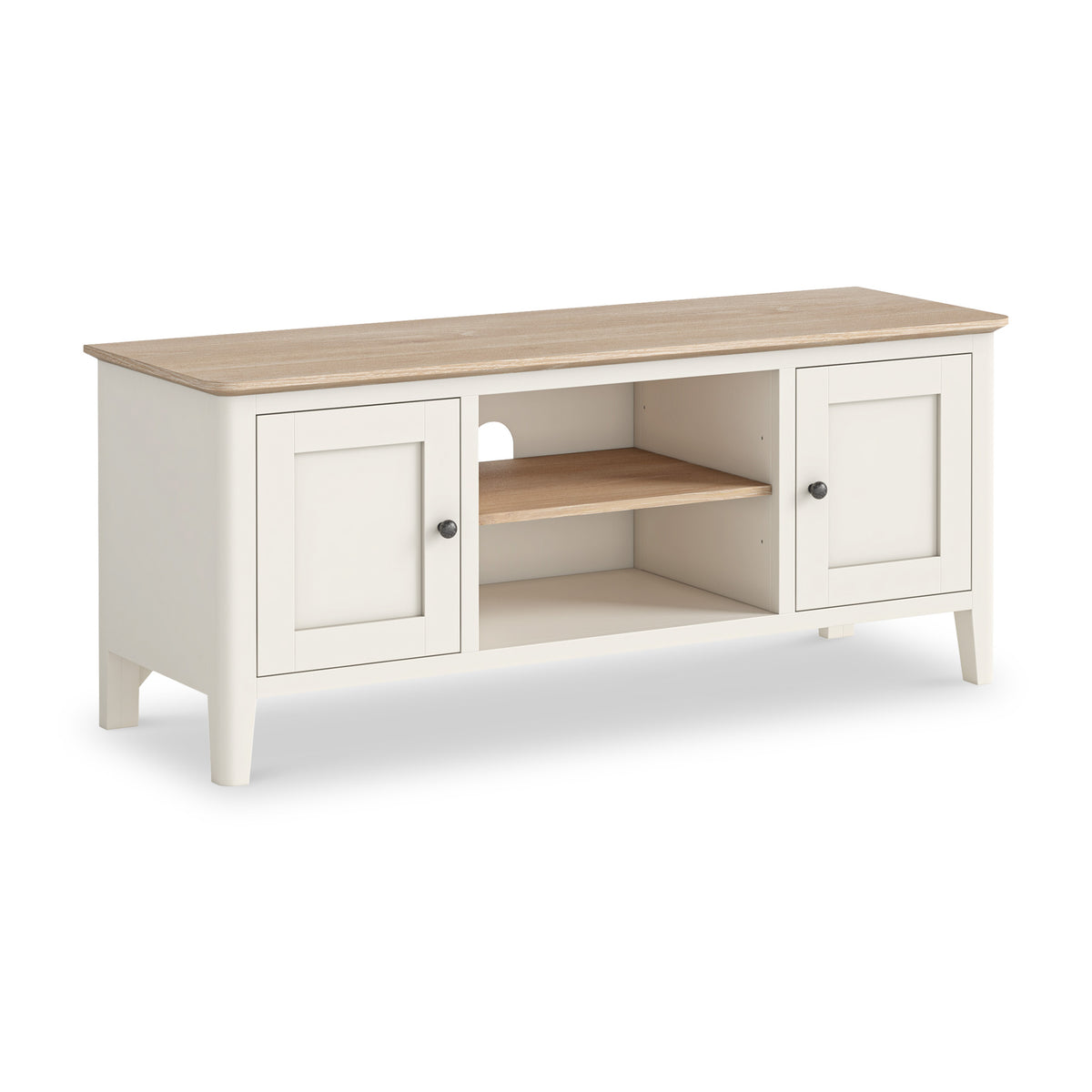 Penrose Coconut White 150cm TV Unit with metal handles from Roseland Furniture