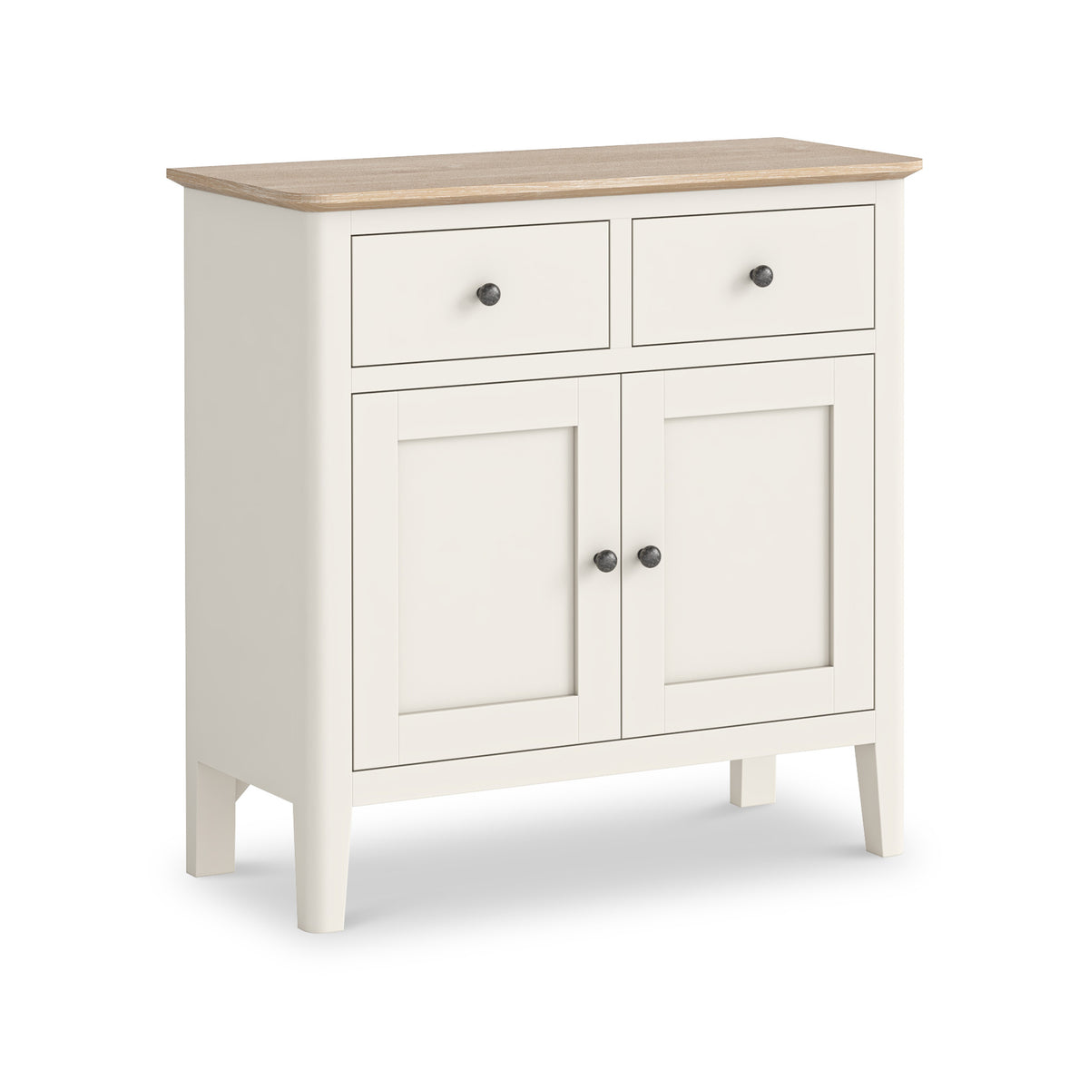 Penrose Coconut White Mini Sideboard with metal handles from Roseland Furniture
