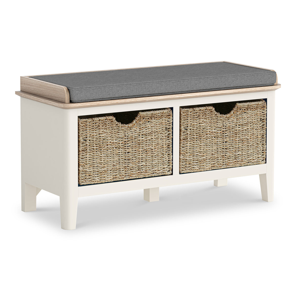 Penrose Coconut White Storage Bench from Roseland Furniture