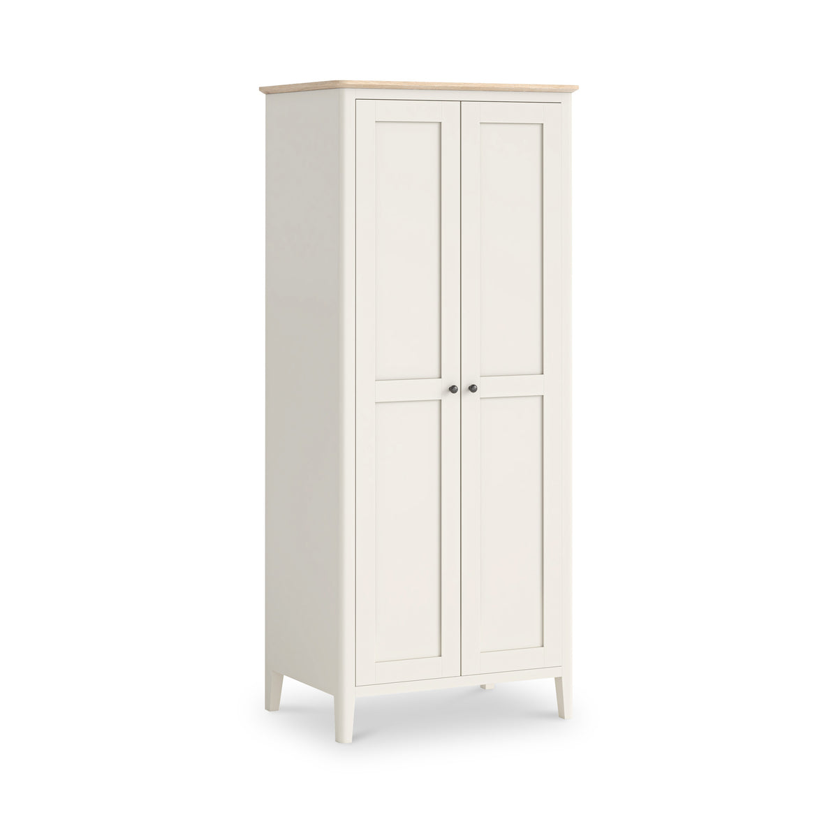 Penrose Coconut White Full Hanging Wardrobe with metal handles from Roseland Furniture