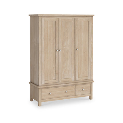 Farrow Washed Oak Triple Wardrobe with Drawers