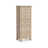 Farrow Oak 5 Drawer Tallboy Chest of Drawers from Roseland Furniture