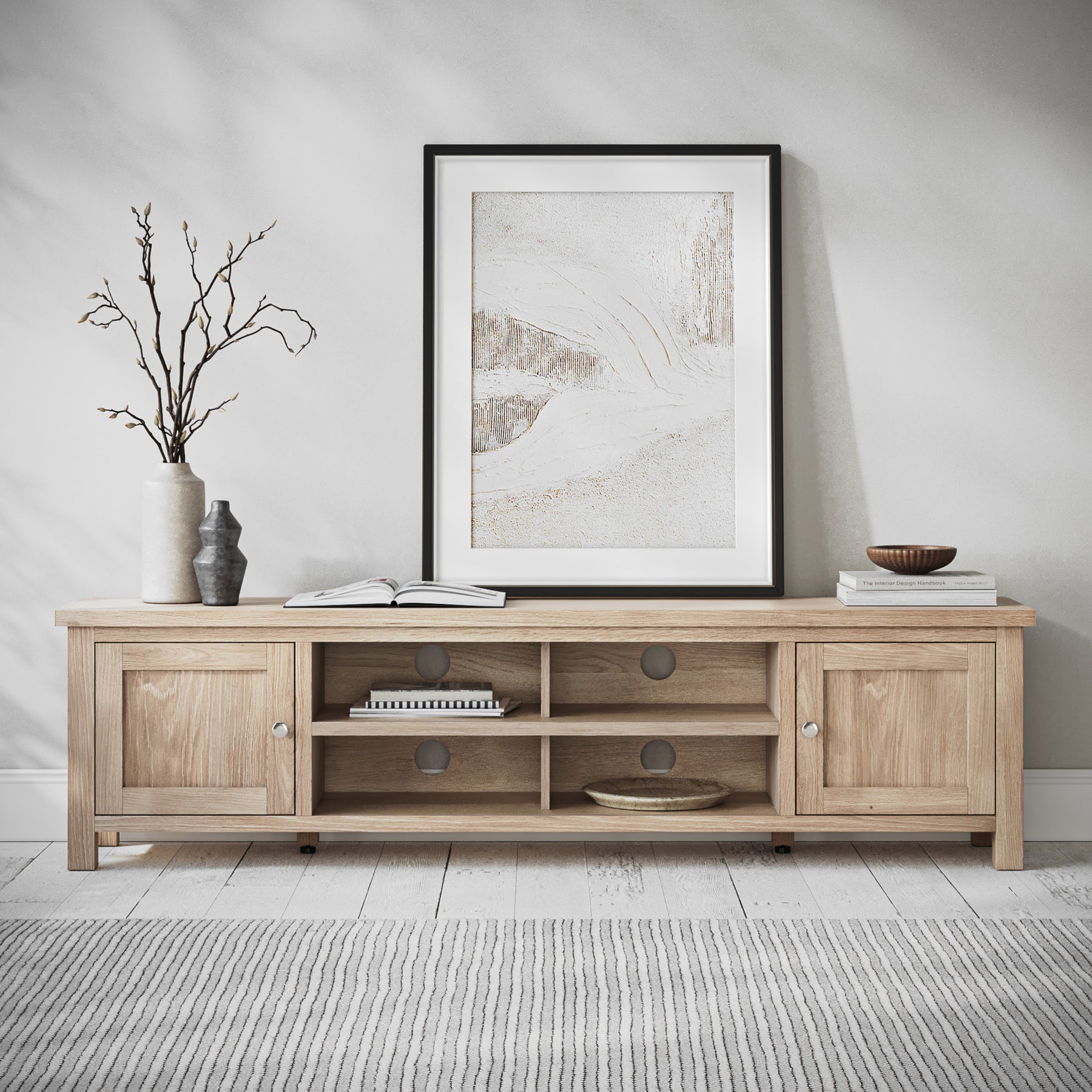 Farrow Oak 180cm Extra Wide TV Stand from Roseland Furniture