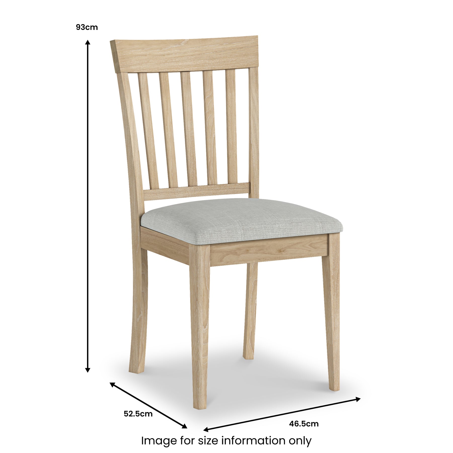 Riley Oak Dining Chair dimensions