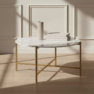 Pimlico Marble Round Coffee Table with Gold Frame