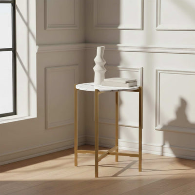 Pimlico Marble Round Side Table with Gold Frame