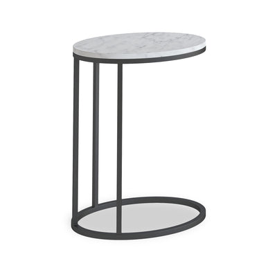 Pimlico Marble Oval C Side Table with Grey Frame