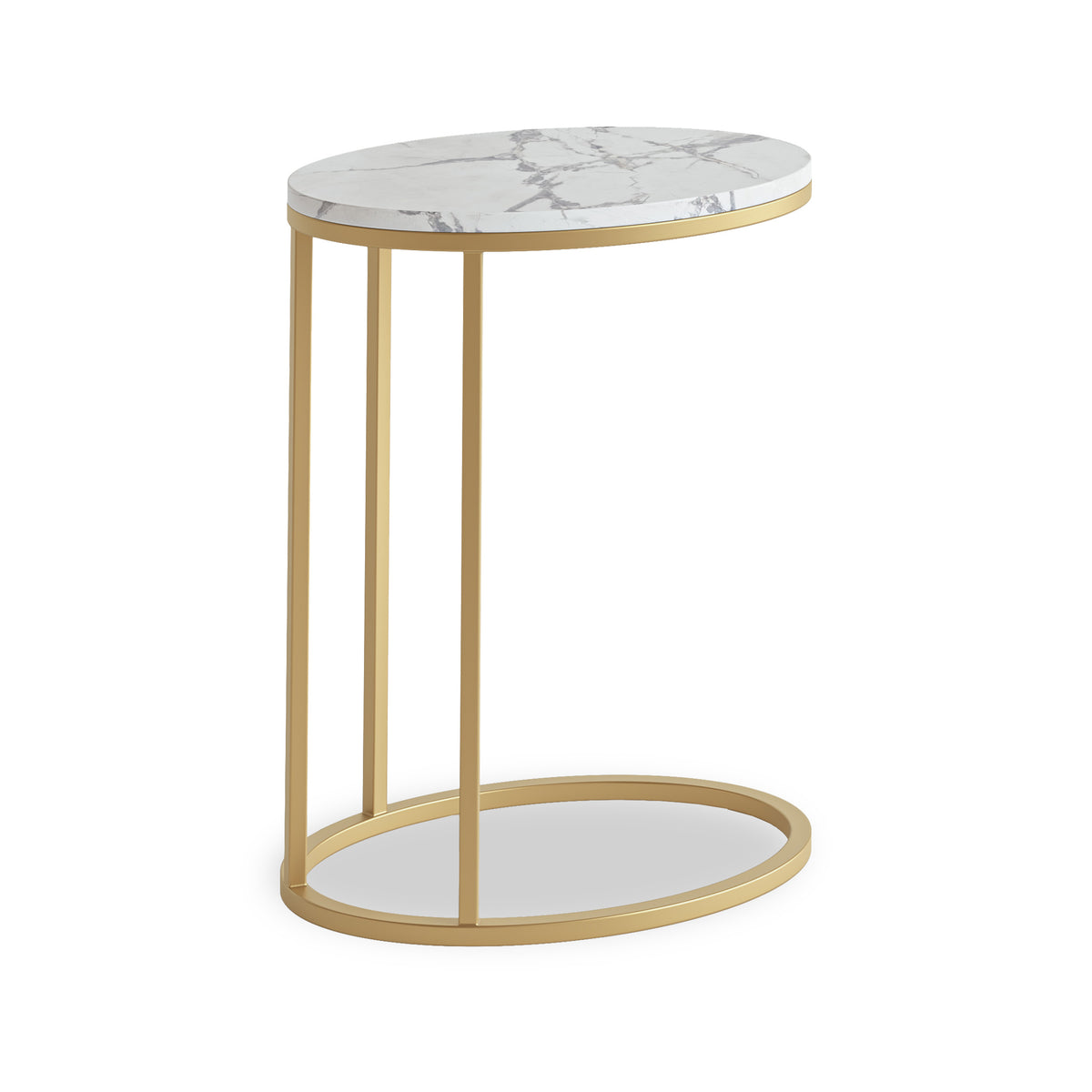 Pimlico-banswara-marble-gold-frame-oval-c-side-table  from Roseland Furniture