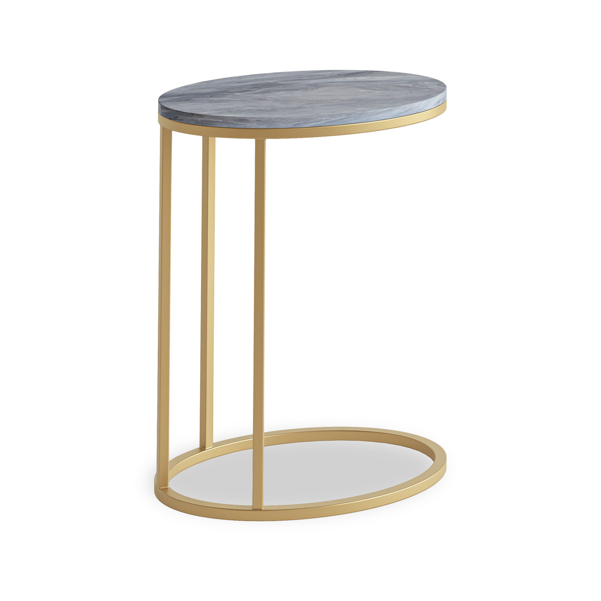 Pimlico-grey-marble-gold-frame-oval-c-side-table  from Roseland Furniture