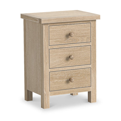 Trelan Washed Oak 3 Drawer Bedside Table