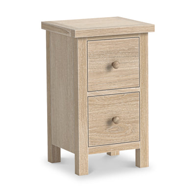 Trelan Washed Oak 2 Drawer Slim Bedside Table