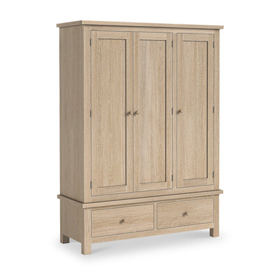 Trelan Washed Oak 2 Drawer Triple Wardrobe