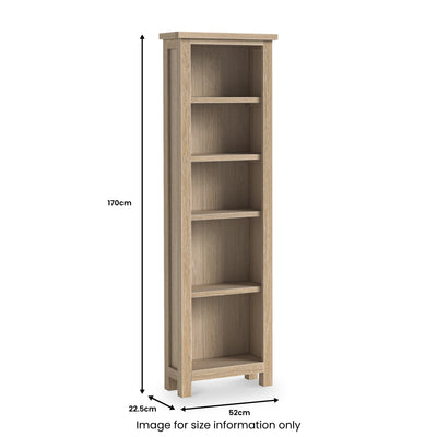 Trelan Washed Oak Slim Bookcase