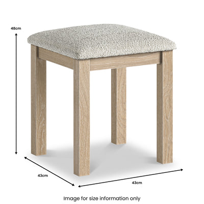 Trelan Washed Oak Boucle Dressing Table Stool