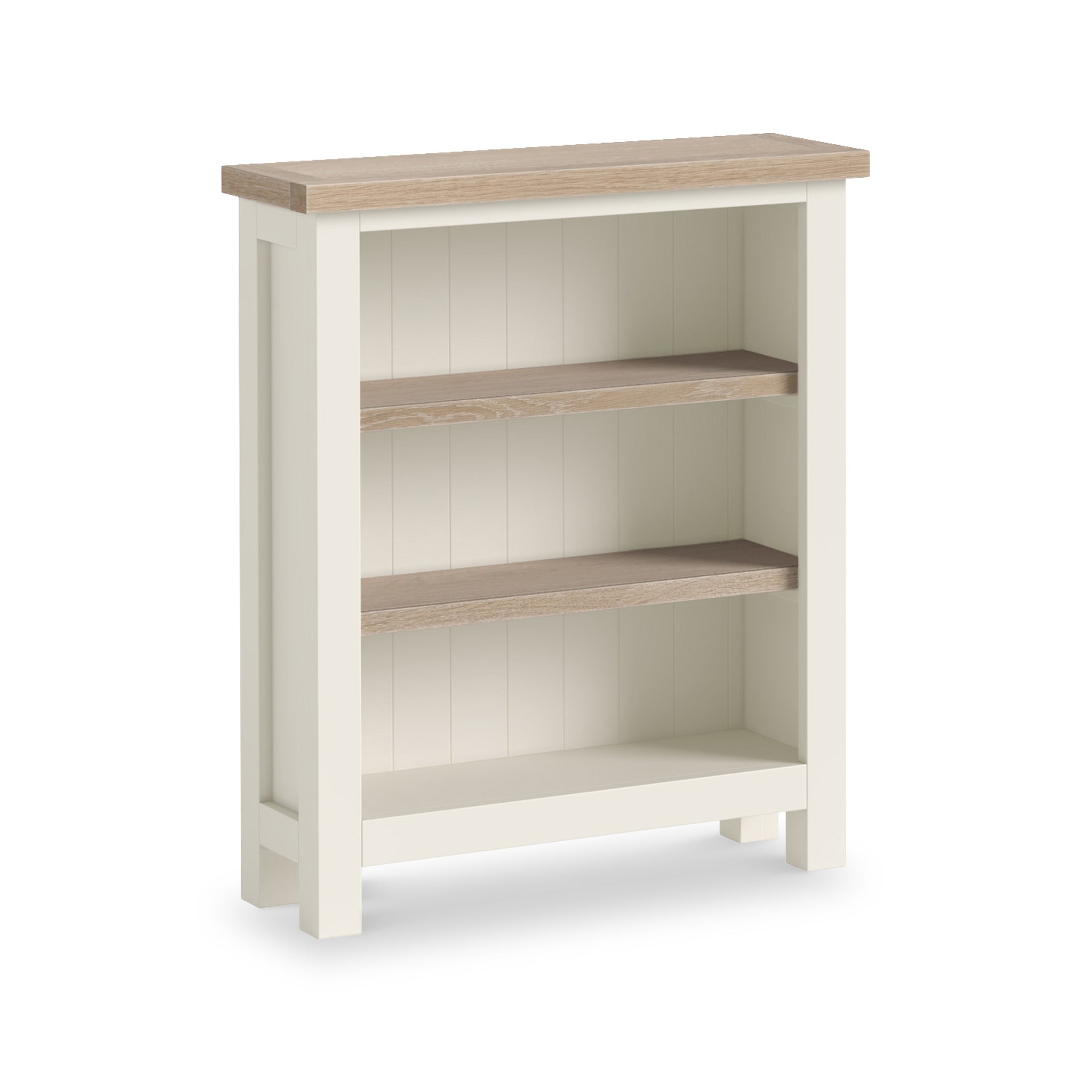 Trelan Painted 3 Shelf Low Bookcase | Coconut or Grey | Roseland
