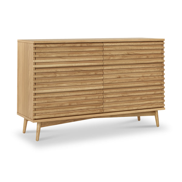 Kari Light Oak 6 Drawer Chest of Drawers, Scandi Storage | Roseland