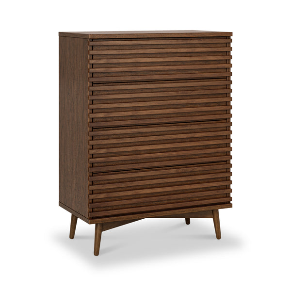 Kari Dark Oak 4 Drawer Chest of Drawers, Scandi Storage | Roseland