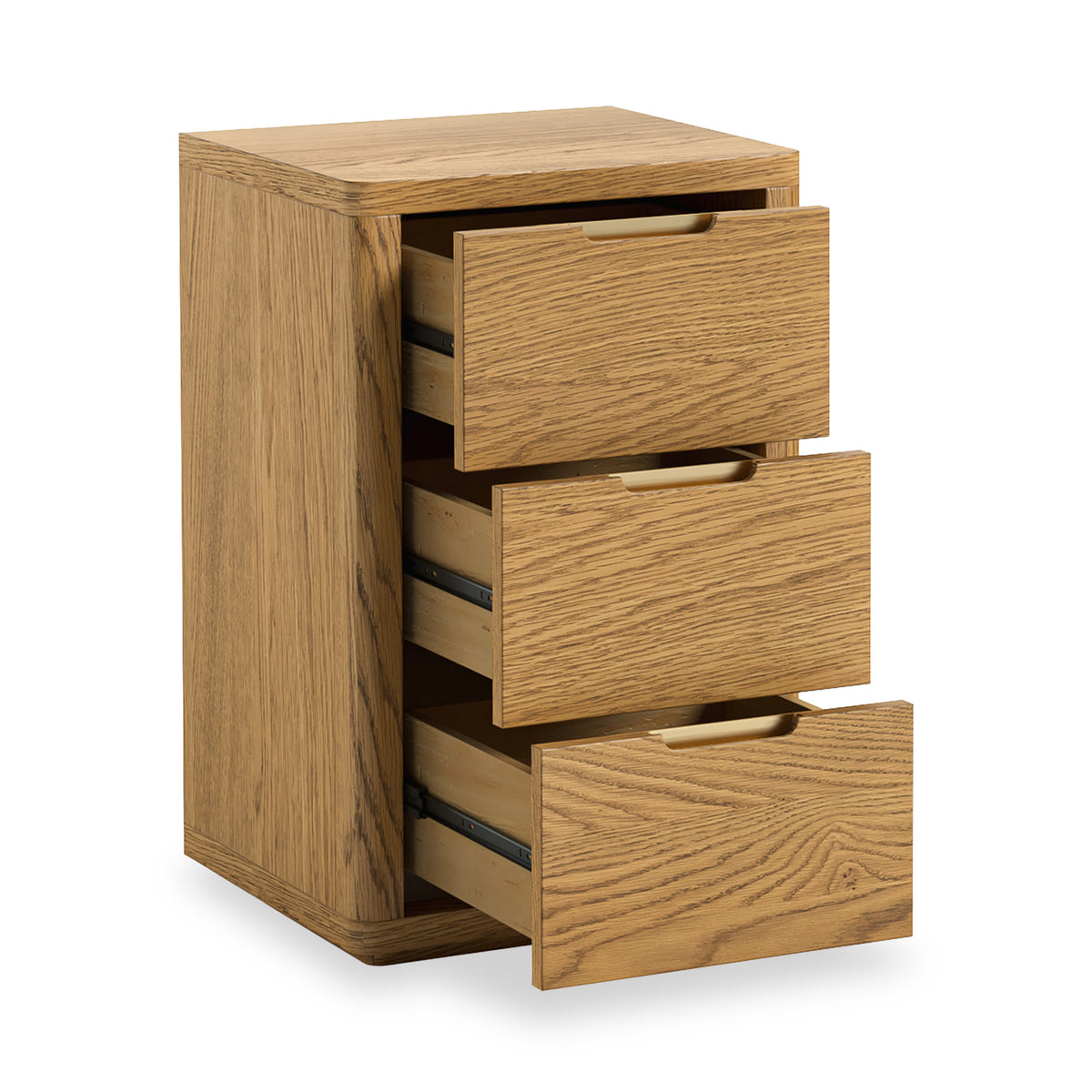 Mylor Oak 3 Drawer Bedside Table from Roseland Furniture