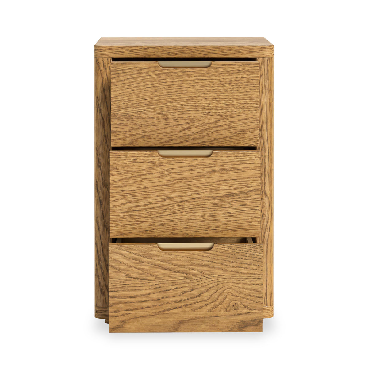 Mylor Oak 3 Drawer Bedside Table from Roseland Furniture