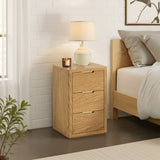 Mylor Oak 3 Drawer Bedside Table from Roseland Furniture