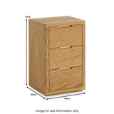 Mylor Oak 3 Drawer Bedside Table dimensions