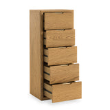 Mylor Oak 5 Drawer Tall boy Chest from Roseland Furniture