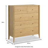 Cavell Oak 2 Over 3 Drawer Chest Natural  from Roseland Furniture