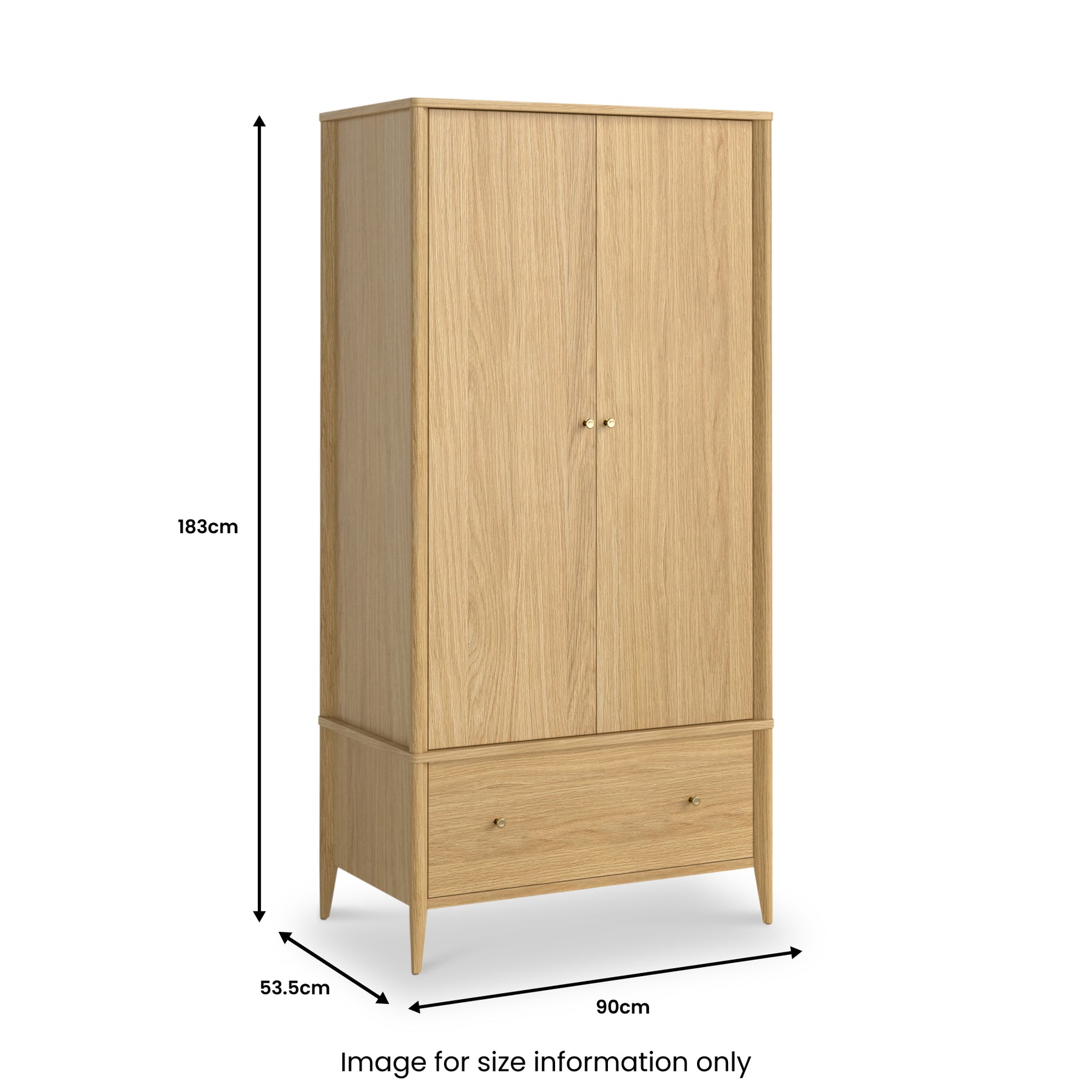 Cavell Oak Double Wardrobe Natural  from Roseland Furniture
