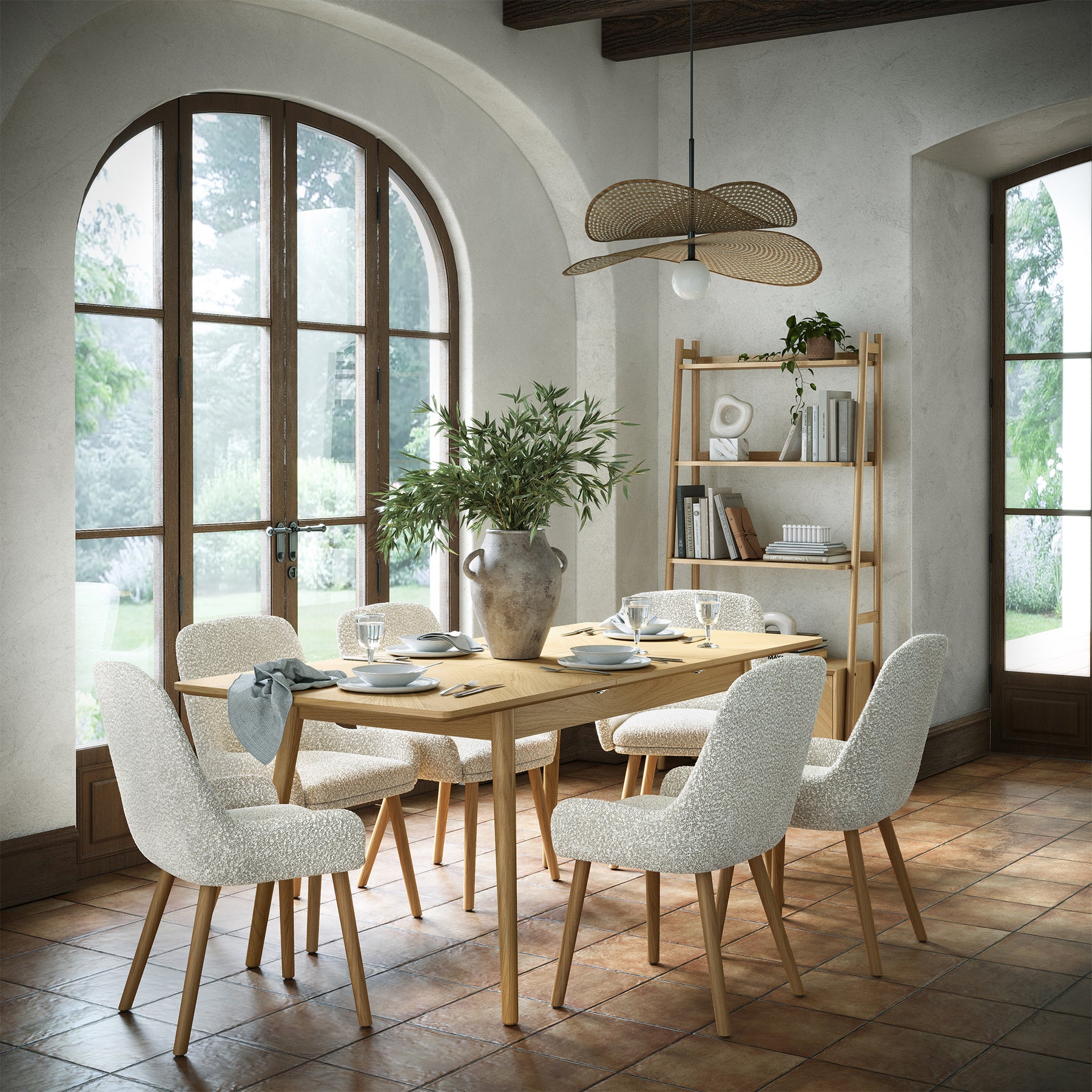 Flintham Oak 180-230cm Oval Extendable Dining Table Lifestyle