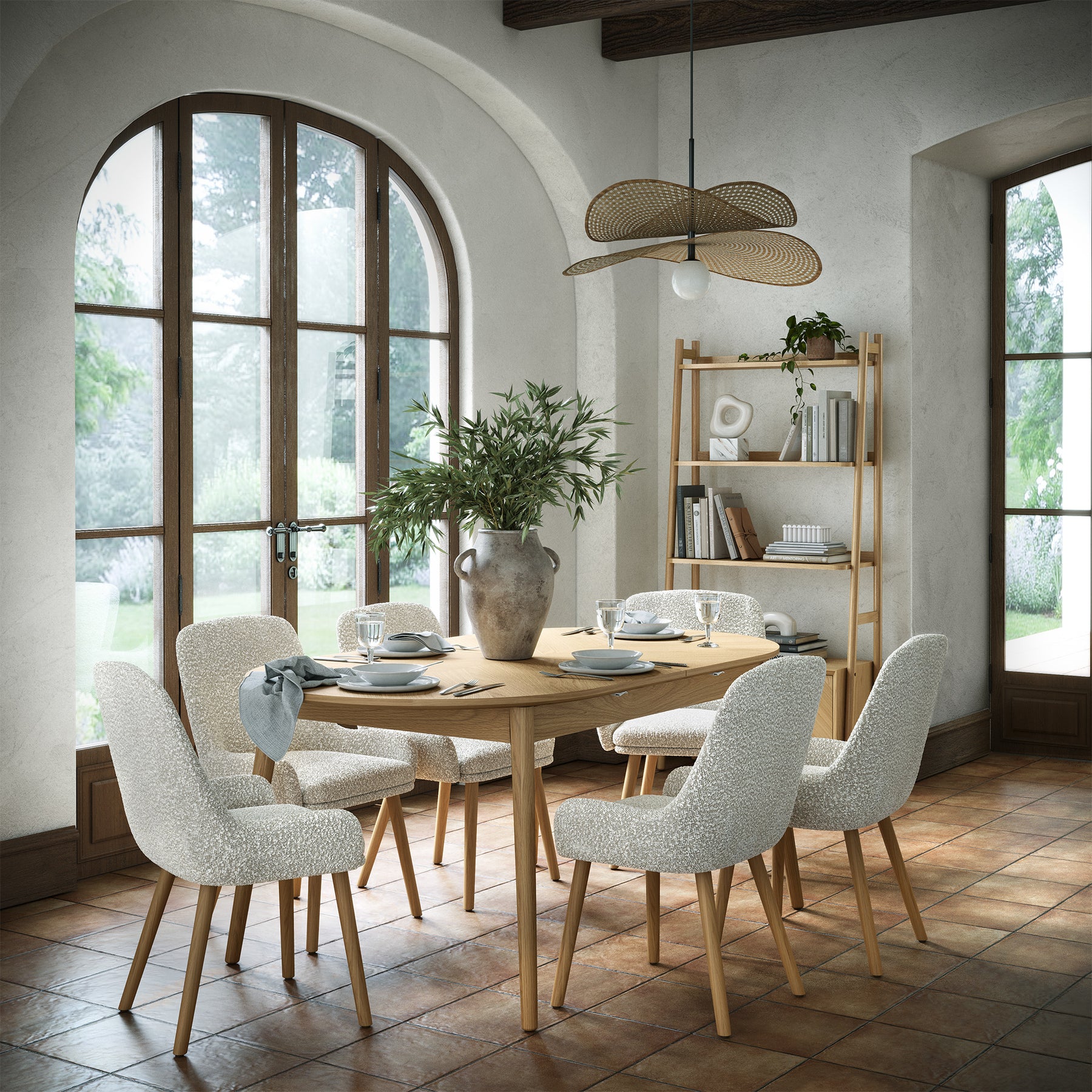 Flintham Oak 180-230cm Oval Extendable Dining Table Lifestyle