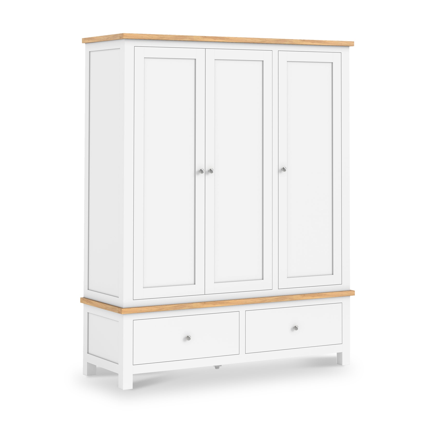 Farrow-XL-Triple-Wardrobe-w-2Drawer-white from Roseland Furniture