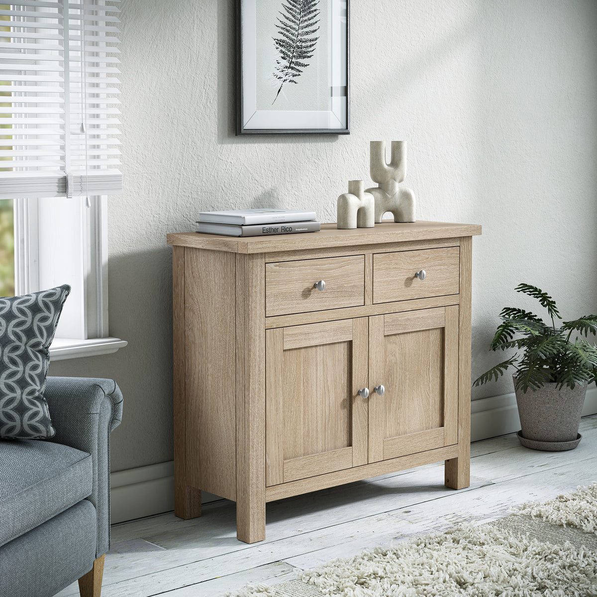 Farrow Washed Oak Small Sideboard Cabinet for Living Room | Roseland