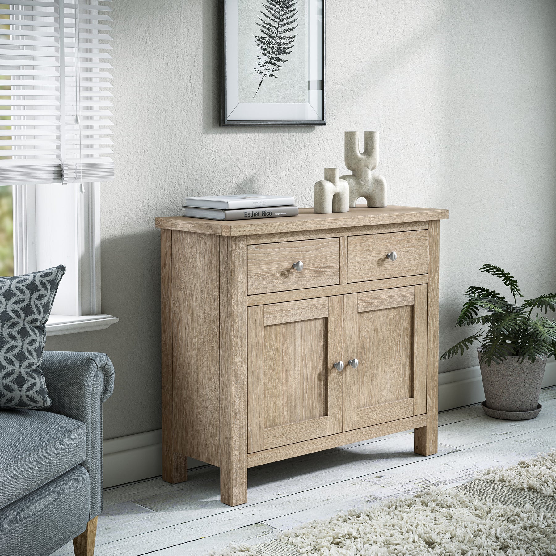 Farrow-Oak-2-Door-Small-Sideboard from Roseland Furniture